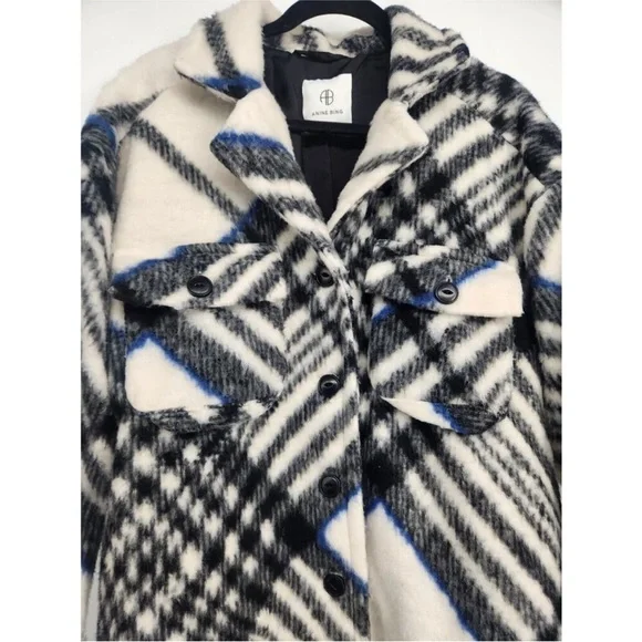 ANINE BING Oakley oversized checked brushed Shirt Jacket size S - Picture 4 of 6